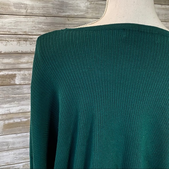 Plus Forest Green Ribbed Dolman Sleeve Sweater - Picture 8 of 12